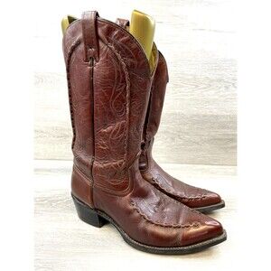 Vintage Acme 6013 Burgundy Leather Cowboy Boots Men's 10.5 D USA Made Western